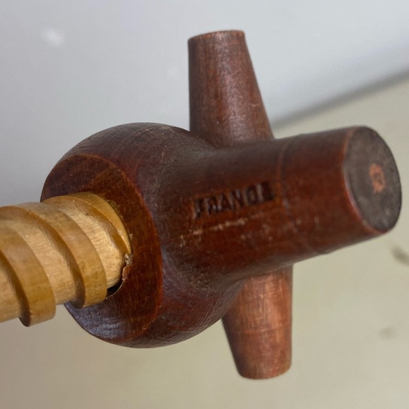 Vintage French Double Treen Wood Corkscrew, Turned Wood Tire Bouchon, Barware - Picture 2 of 7